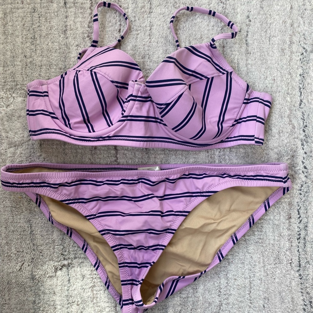 Madewell Purple striped bikini, sized M